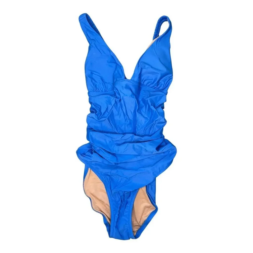 NEW‎ J. Crew Women’s Size 0 Scrunchie-strap Plunge One-Piece In Blue NWT